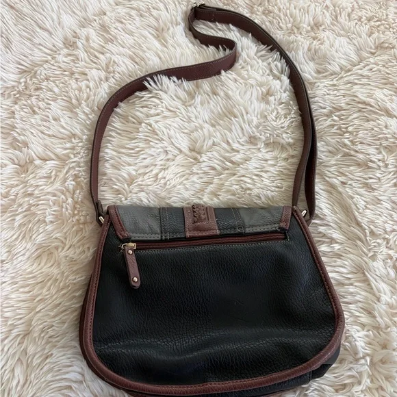 boc Brown and Black Leather Crossbody Satchel - Picture 6 of 6